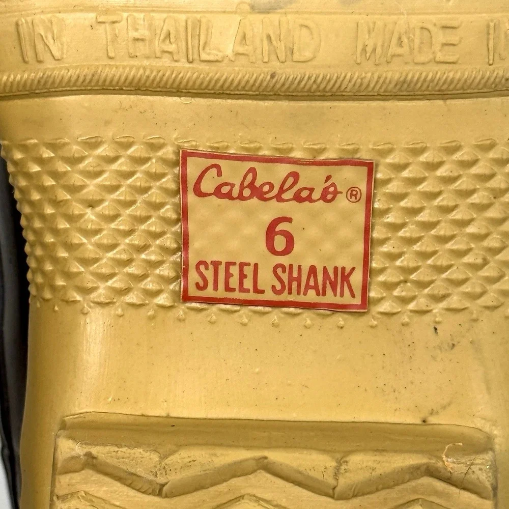 Cabelas Duck Rain Boot Women US 6 Low Leather Steel Shank Rubber Waterproof